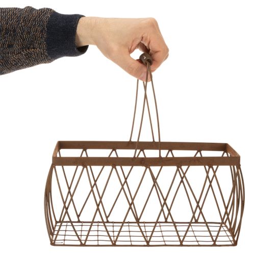 Artículo Cesta de alambre, metal, aspecto oxidado, 28x13,5x14 cm, 2 piezas