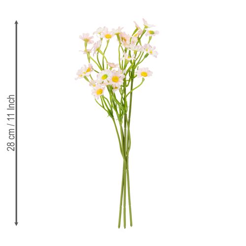 Artículo Ramo artificial de manzanilla para una decoración del hogar luminosa y de fácil mantenimiento, 28 cm, 3 piezas.