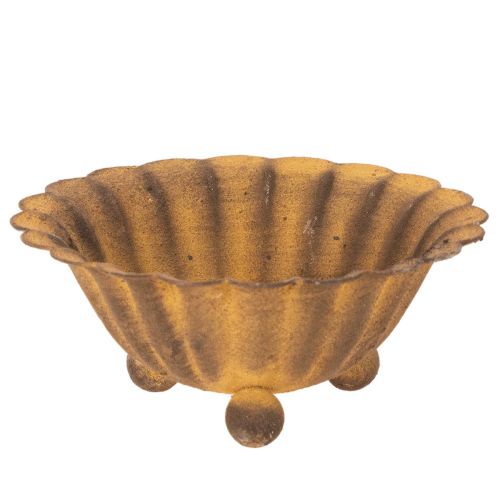 Artículo Portavelas vintage, cuenco pequeño, metal color óxido, Ø10cm, H4.5cm