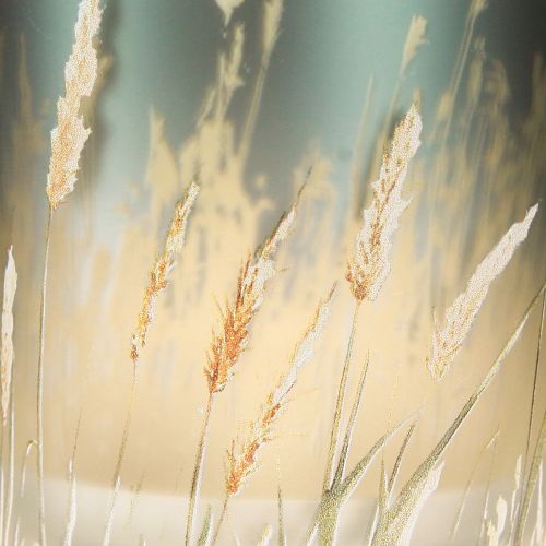 Artículo Farol decorativo de cristal con diseño de hierba para crear ambientes atmosféricos, azul, 8 cm, 4 piezas.