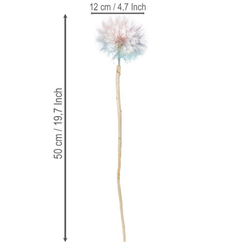 Artículo Decoración de diente de león, flor seca, estabilizada y teñida, delicada, duradera, 12 cm, 4 piezas