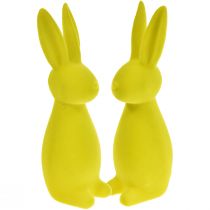 Artículo Conejitos flocados Conejitos de Pascua amarillo-verde 8×10×29cm 2ud