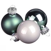 Artículo Bolas de árbol de Navidad de cristal verde nácar gris Ø5cm 24 piezas