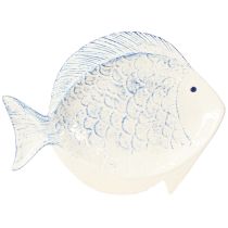 Artículo Plato decorativo pez cerámica decoración de mesa azul blanco 30×22cm
