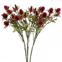 Artículo Cardo Flor Artificial Rojo Borgoña 10 Cabezas de Flores 68cm 3pcs