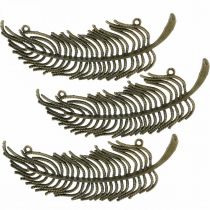 Artículo Plumas decorativas, colgantes de joyería, plumas de metal, decoración dispersa color bronce L8cm 10 uds.