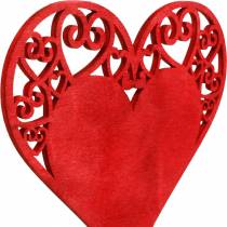 Artículo Corazón en un palo, tapón decorativo de corazón, decoración de boda, Día de San Valentín, decoración de corazón 16 piezas