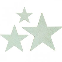 Artículo Estrellas de madera chispas decorativas Christmas Mint 3/5/7cm 29p