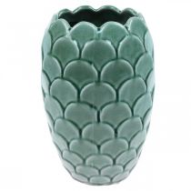 Artículo Florero de cerámica Vintage Green Crackle Glaze Ø15cm H22cm