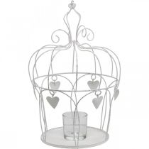 Artículo Corona con decoración de corazón, portavelas, blanco shabby chic Ø19cm H28.5cm