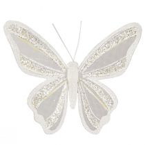 Artículo Decoración de mariposas pluma aspecto mariposa 15x13cm 2 piezas