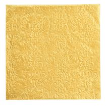 Artículo Servilletas doradas con adornos en relieve 33x33cm 15ud
