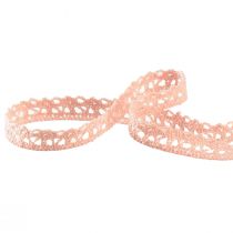 Artículo Borde de encaje cinta decorativa rosa encaje de crochet A12mm L20m