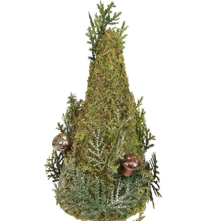 Artículo Abeto decoración árbol conos de musgo setas oro verde Al. 35 cm