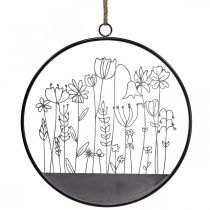 Artículo Decoración de pared flor anillo decoración de verano metal gris/negro Ø38cm