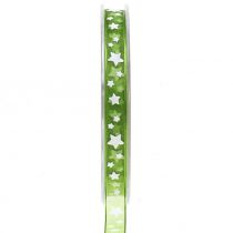 Artículo Cinta de navidad organza verde con estrella 10mm 20m