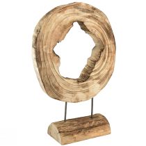 Artículo Anillo rústico de madera sobre soporte - Veta de madera natural, 54 cm - Escultura única para un ambiente elegante