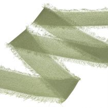 Artículo Cinta de gasa con flecos de cinta de tela verde oliva An40mm L15m