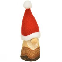 Artículo Gnomo decorativo de Navidad de madera con sombrero rojo natural 10/12cm 4ud