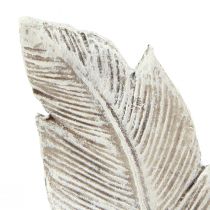 Artículo Decoración para tumbas pluma gris blanco decoración para tumbas poliresina 15,5 cm 4 piezas