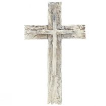 Decoración tumba cruz rústica gris blanco poliresina 12×7cm 6ud