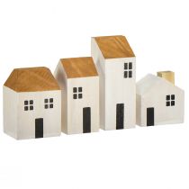 Casa de madera casas decorativas madera blanco marrón 4,5-8cm 4ud