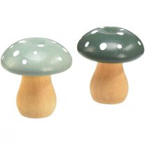 Artículo Setas de madera setas decorativas agáricos de mosca de madera verde menta 5cm 8ud