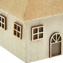 Artículo Portavelas Casa navideña madera gris 9×9×11cm 2ud