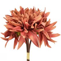 Artículo Dalias artificiales flores de color marrón rojizo Ø15cm L28cm 3 piezas