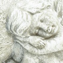 Artículo Mini macetero tumba ángel ángel gris planta corazón 16×12cm H9.5cm