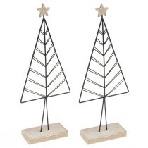 Artículo Mini árbol de Navidad metal madera negro natural 28cm 2ud