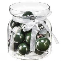 Artículo Mini bolas navideñas bolas de cristal verde Ø3cm 18 piezas en vaso