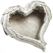 Artículo Planta corazón plumas corazón de piedra fundida gris blanco 13×12×6cm 2ud