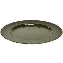 Artículo Elegante plato de plástico verde oscuro - 28 cm - Ideal para arreglos y decoración de mesa con estilo