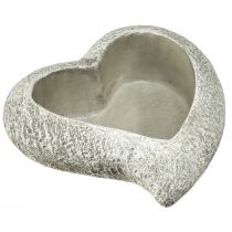 Artículo Cuenco para plantas con forma de corazón de piedra fundida corazón para plantas gris blanco 16×16×5cm