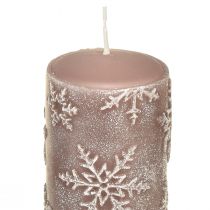 Artículo Velas de pilar velas rosas copos de nieve 150/65mm 4ud