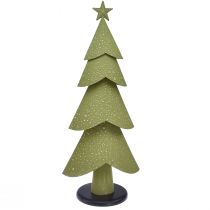 Artículo Árbol de Navidad metal madera plata verde estrellas vintage Al. 75 cm