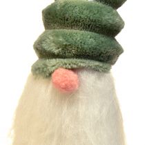 Artículo Gnomo festivo con sombrero verde en espiral y barba blanca 65 cm - Magia navideña escandinava para tu hogar - 2 piezas
