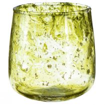 Linterna de cristal decorativa vintage amarillo verde Ø9cm H9,5cm