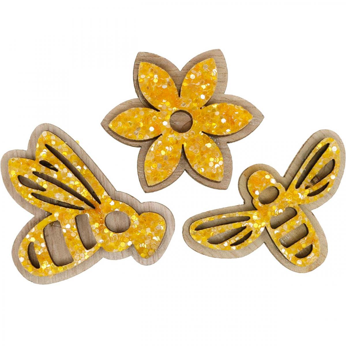 Abeja en alambre, tapones de flores, abejas decorativas,  naranja primavera, amarillo AN4,5cm 24uds-04212