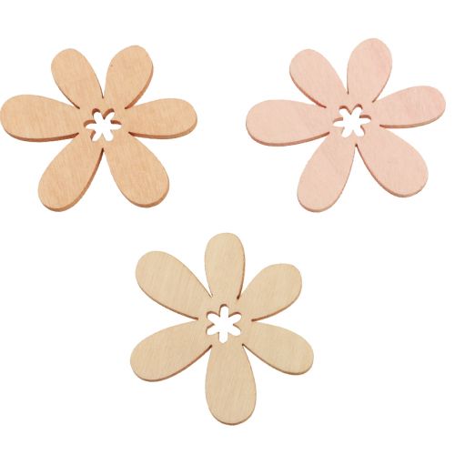 Floristik24 Flores de madera flores decorativas dispersas madera naranja/rosa/blanco 72 piezas