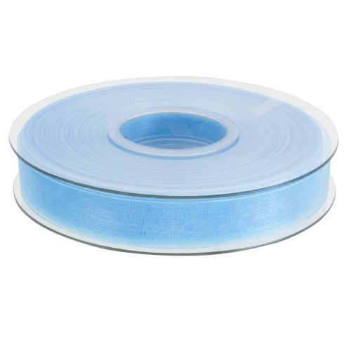 Artículo Cinta de organza cinta de regalo cinta azul claro orillo azul 15mm 50m