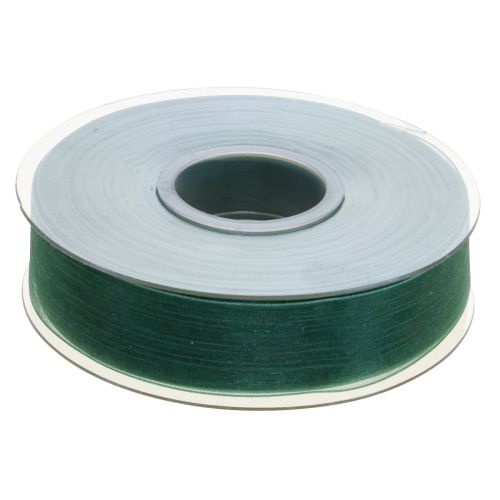 Artículo Cinta de organza cinta de regalo verde borde tejido abeto verde 25mm 50m