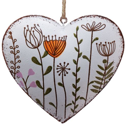 Artículo Decoración colgante decoración de metal corazones y flores blanco 10cm 4 piezas