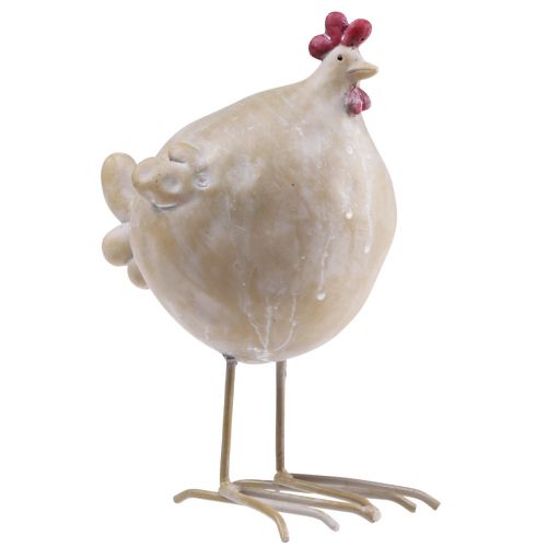 Pollo decorativo Decoración de Pascua figura de gallina beige rojo 11×8×15,5cm
