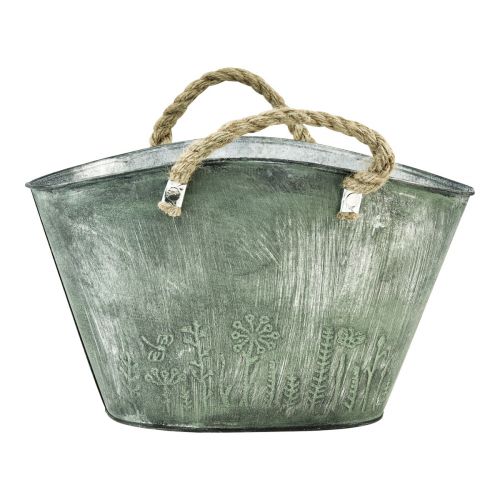 Artículo Macetero con asas bolsa metal yute 24,5×17×15,5cm