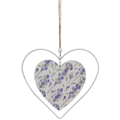 Artículo Corazones decorativos para colgar blanco lila 18,5×17cm 4ud