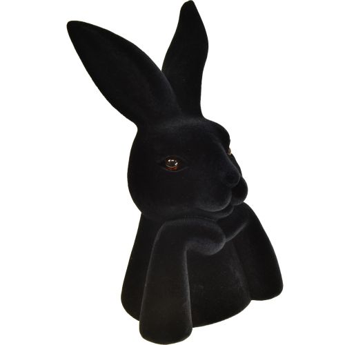 Artículo Busto de conejito pensando negro flocado Pascua 16,5×13×27cm