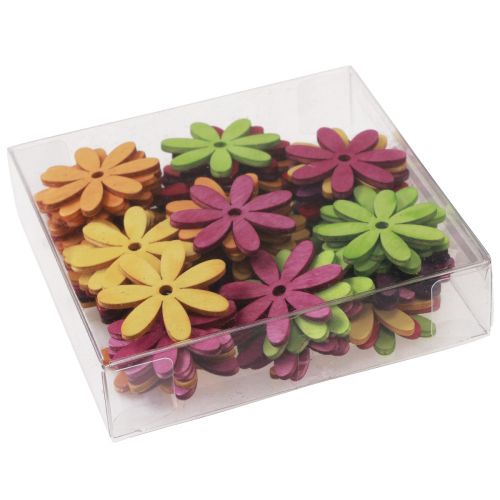 Artículo Decoración dispersa flores de madera decoración de mesa verano colorido Ø4cm 72 piezas