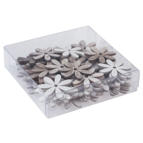 Artículo Decoración dispersa flores de madera decoración de mesa blanco natural Ø4cm 72 piezas